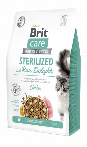 Brit Care Cat Sterilized with Raw Delights sausas pašaras katėms 2 kg