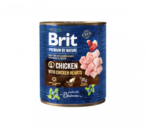 Brit Premium by Nature konservuotas pašaras šunims Chicken with Hearts 400 g